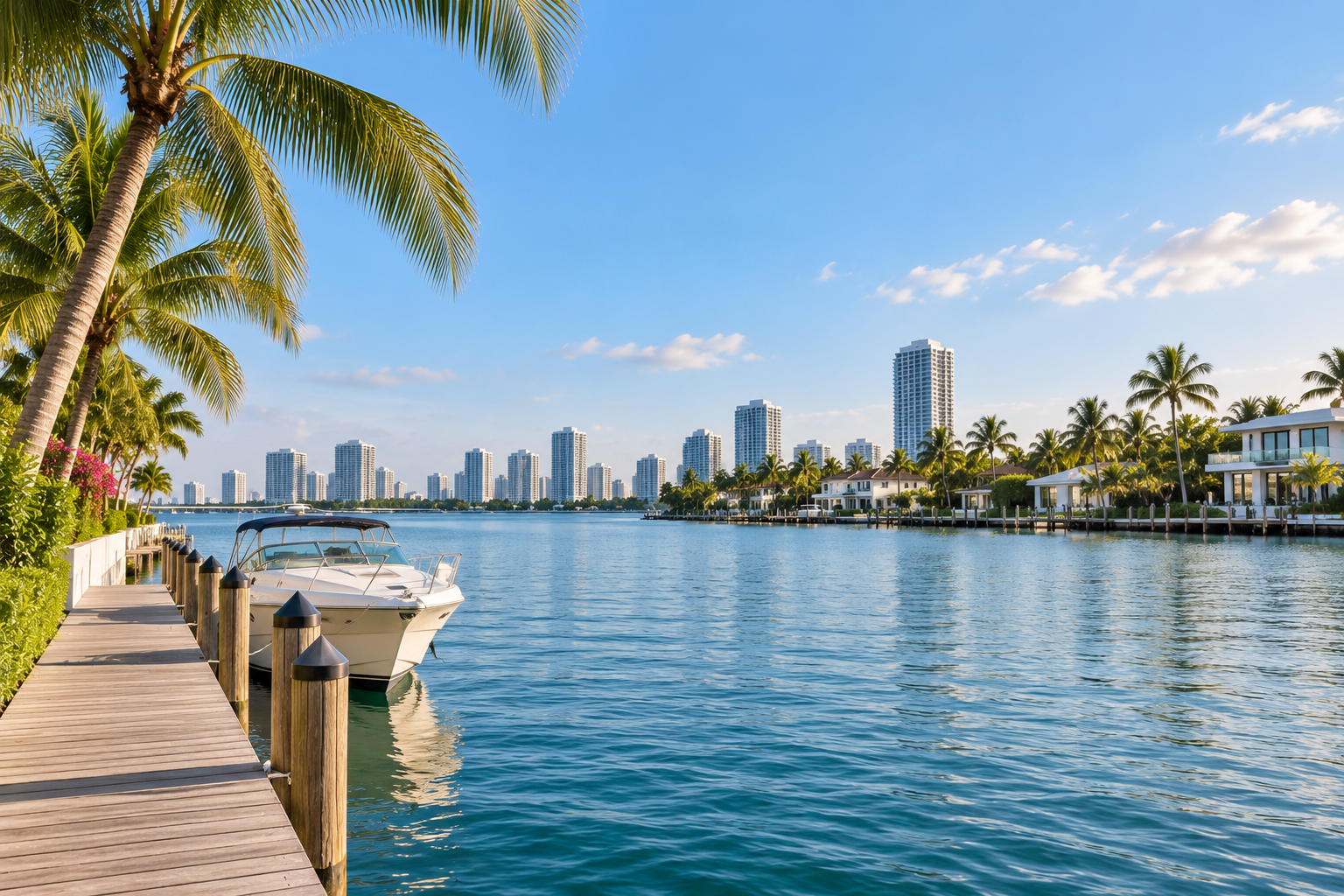 Waterfront view with Miami skyline